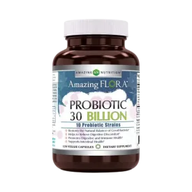 Amazing Flora, Probiotic 30 Billion 10 Probiotic Strains, 120 Capsules