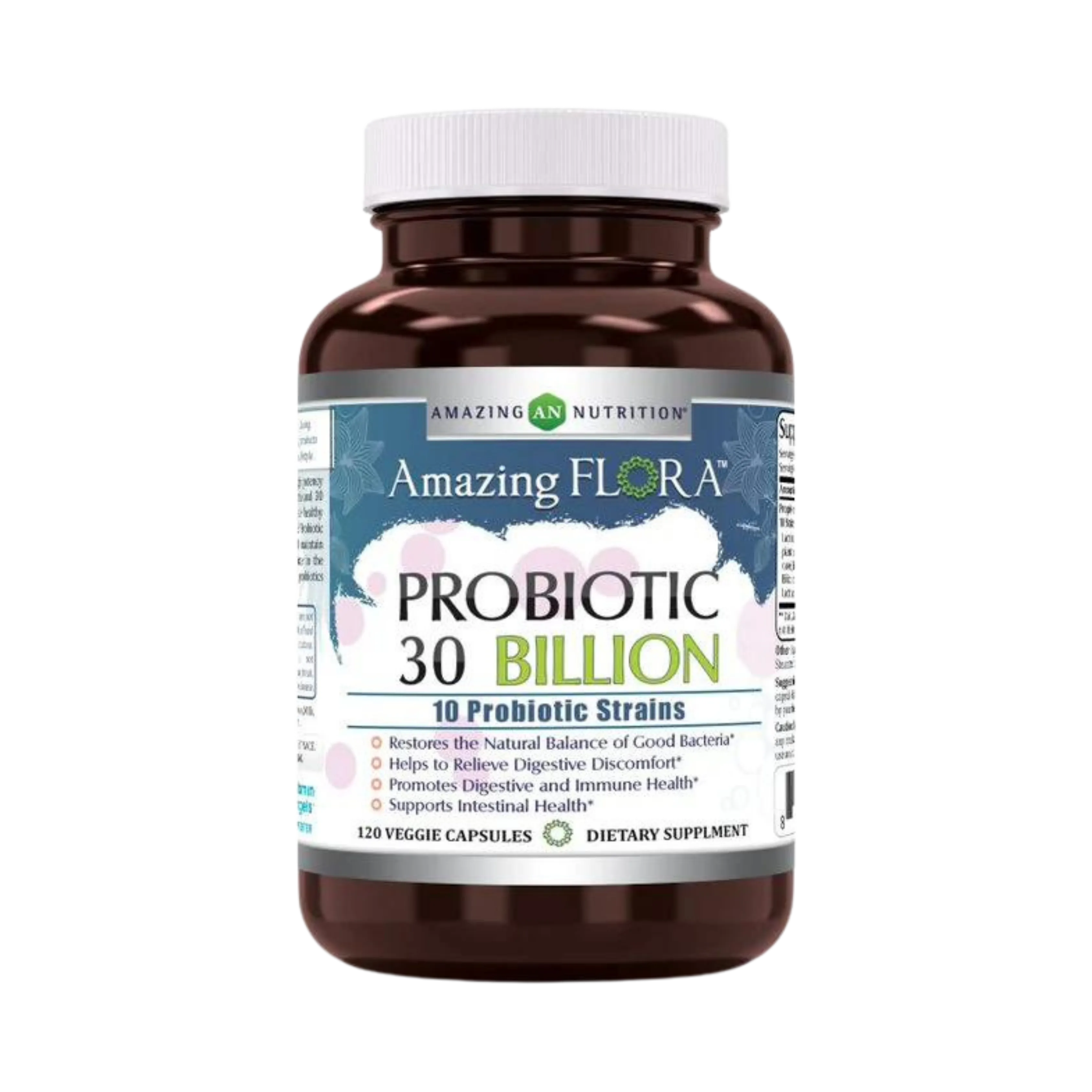 Amazing Flora, Probiotic 30 Billion 10 Probiotic Strains, 120 Capsules