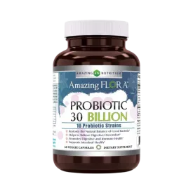 Amazing Flora, USDA Certified Organic Probiotic, 30 Billion 10 Strains, 60 Organic Tablets