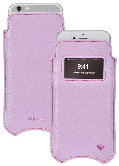 Apple iPhone 12 Pro Max Sleeve Case in Sugar Purple Vegan Leather | Screen Cleaning Sanitizing Lining | smart window
