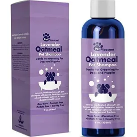Colloidal Oatmeal Dog Shampoo with Pure Lavender Essential Oils - No Tear Shampoo for Dry Itchy Skin Relief - Pet Odor Eliminator - Grooming Shampoo
