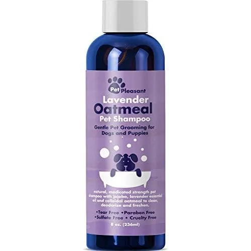 Colloidal Oatmeal Dog Shampoo with Pure Lavender Essential Oils - No Tear Shampoo for Dry Itchy Skin Relief - Pet Odor Eliminator - Grooming Shampoo