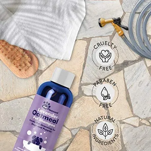 Colloidal Oatmeal Dog Shampoo with Pure Lavender Essential Oils - No Tear Shampoo for Dry Itchy Skin Relief - Pet Odor Eliminator - Grooming Shampoo