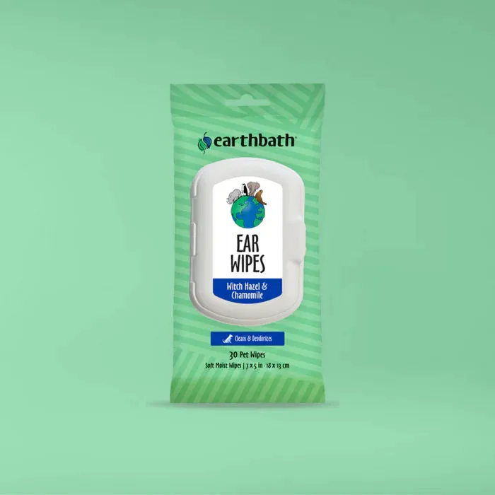 earthbath® Grooming Wipes Ear Wipes for Dogs & Cats (30ct)