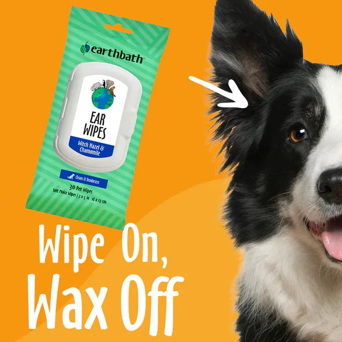 earthbath® Grooming Wipes Ear Wipes for Dogs & Cats (30ct)