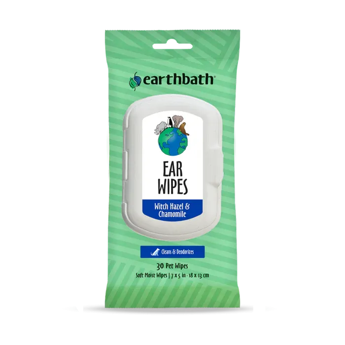 earthbath® Grooming Wipes Ear Wipes for Dogs & Cats (30ct)