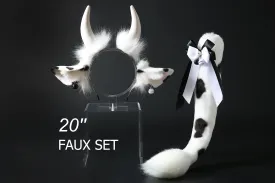 Faux fur cow ears and tail