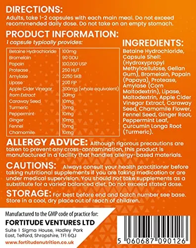 Fortitude Nutrition Digestive Enzymes Supplement 90 Vegan Capsules