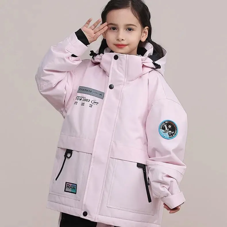 Kids Outdoor Insulated Snow Jacket Oversized Anorak Winter Coat
