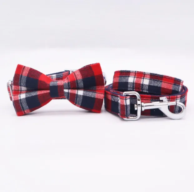 Personalized Plaid Bow Collars For Pets