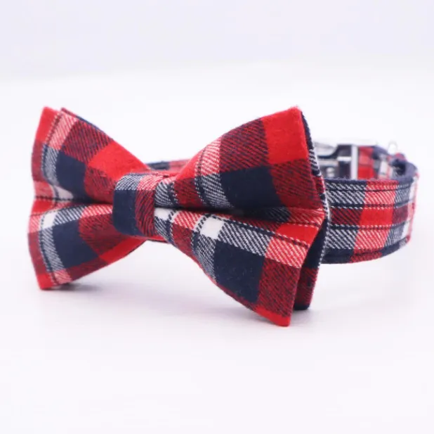 Personalized Plaid Bow Collars For Pets