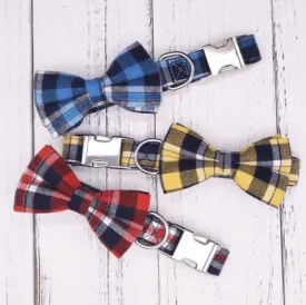 Personalized Plaid Bow Collars For Pets