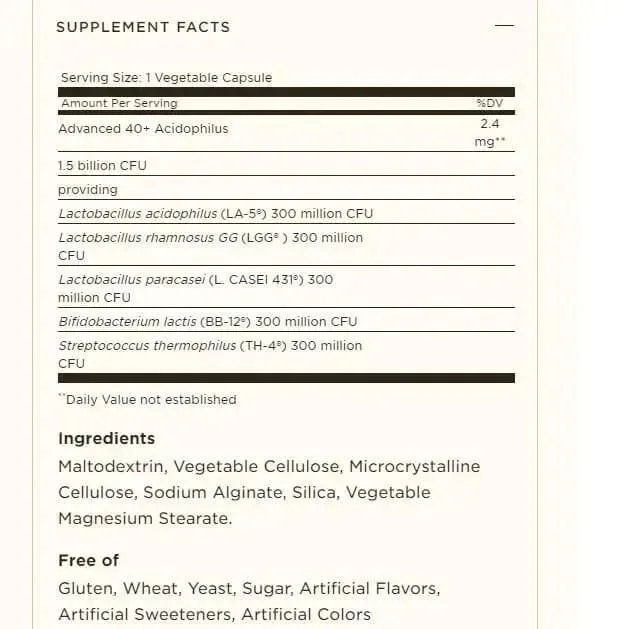 Solgar Advanced 40  Acidophilus (120 Vegetable Capsules)