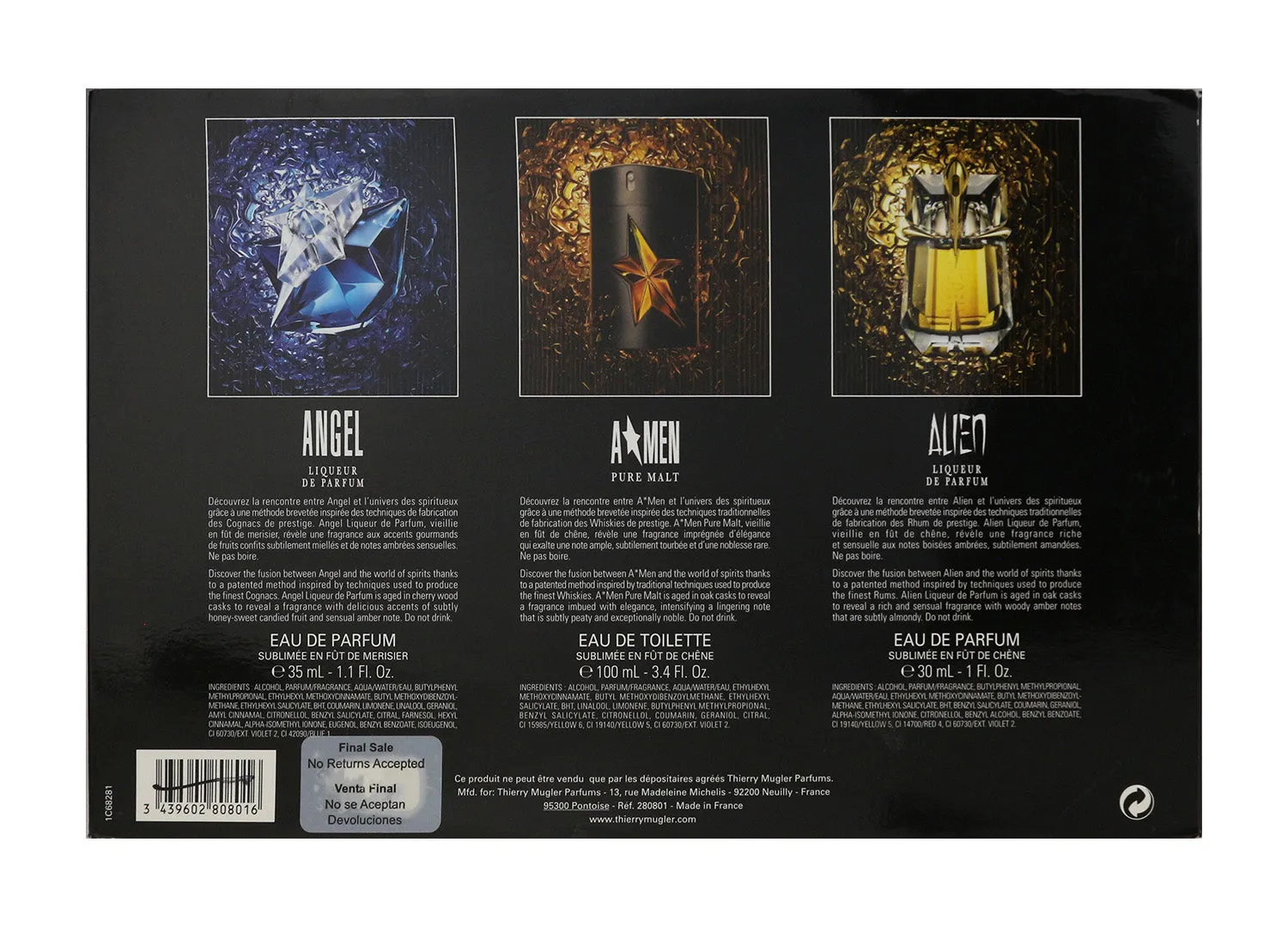 Thierry Mugler Les Liquers De Parfums Prestigious Coffret 3 Piece Gift Set