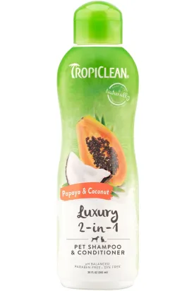 Tropiclean Soap Free Naturally Derived 2 in 1 Pet Shampoo & Conditioner - Papaya & Coconut