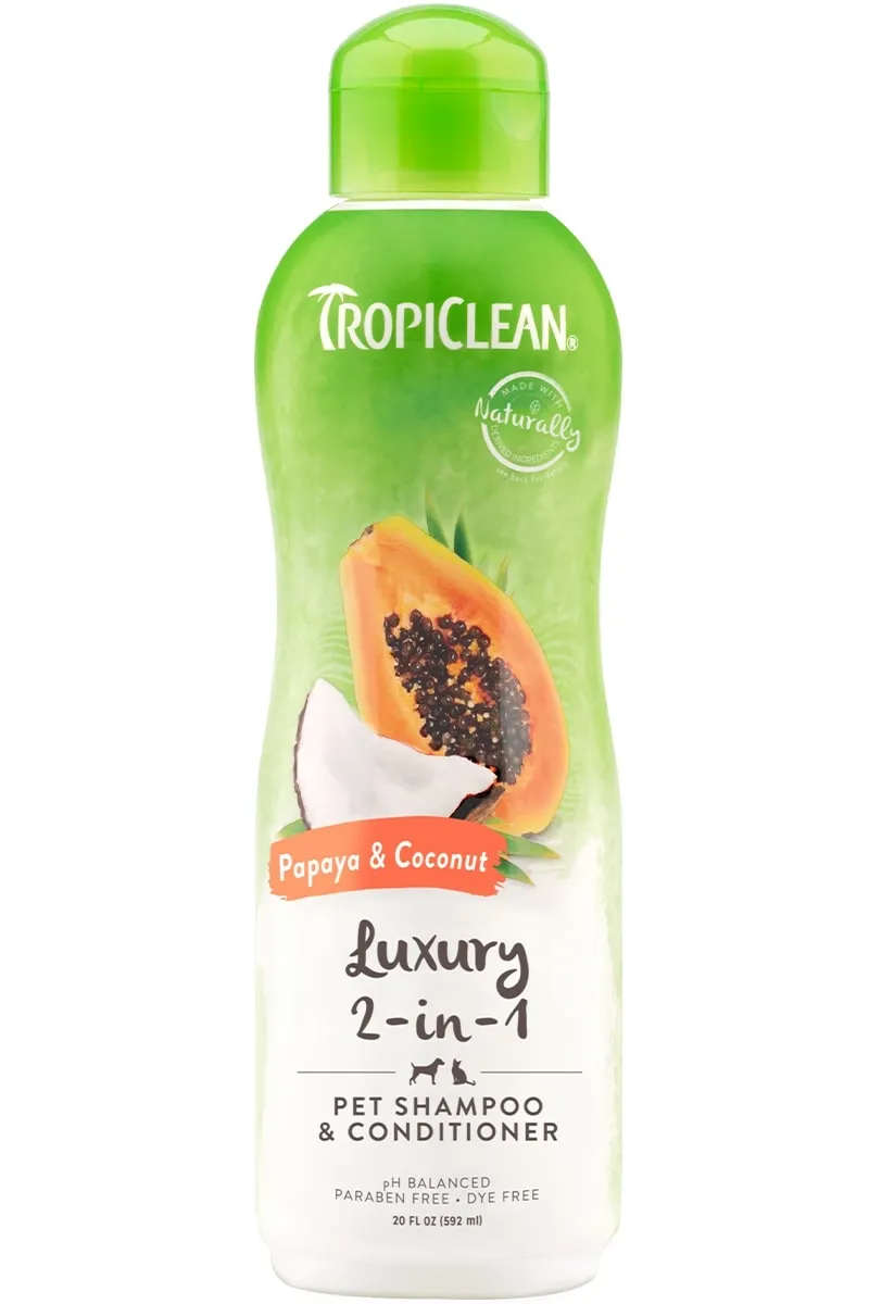 Tropiclean Soap Free Naturally Derived 2 in 1 Pet Shampoo & Conditioner - Papaya & Coconut