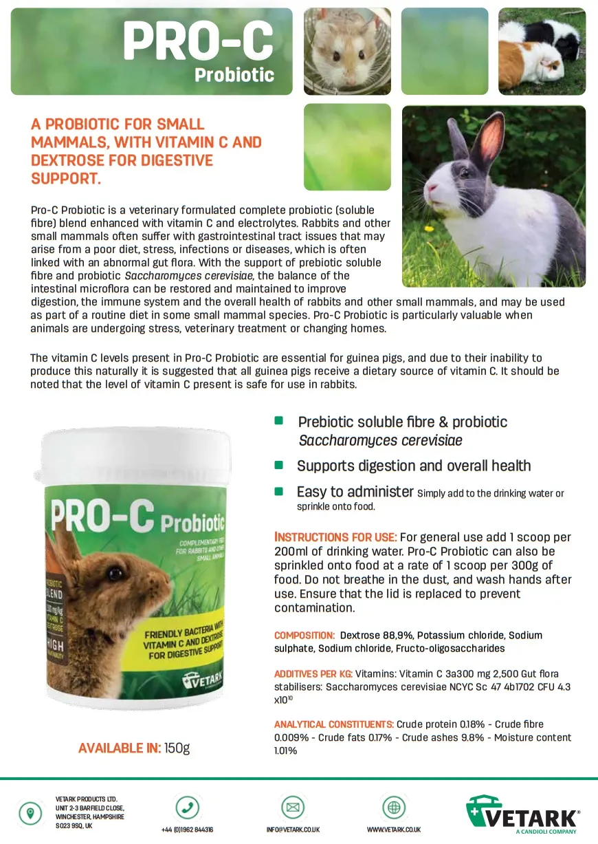 VETARK Pro-C Probiotic Small Animal 100g